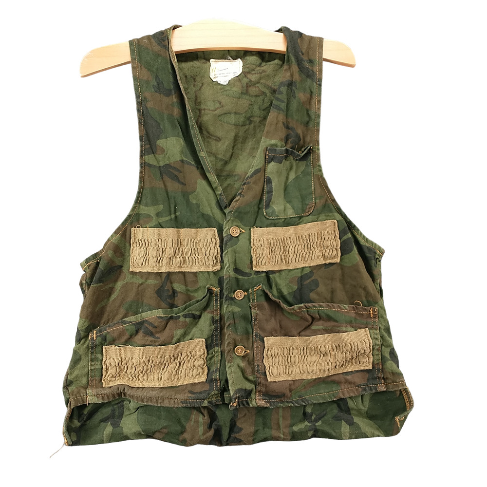 American Field Men's Button Front Camo Vest Green S Hunting Shooting Vintage